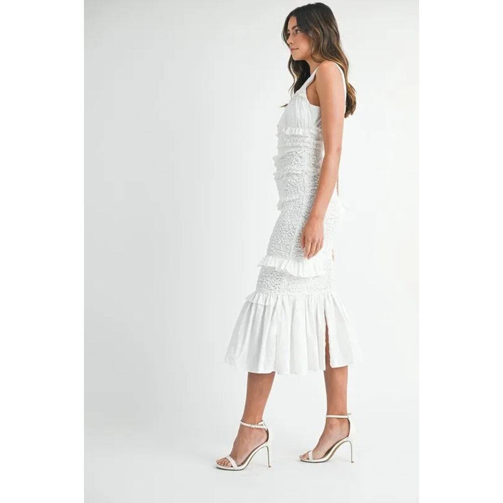 MABLE Ruffled Popcorn Smocked Mermaid Midi Dress - Picture 6 of 10